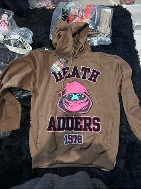 Brown Crewneck Sweatshirt with Pink Graphic - Death Adders